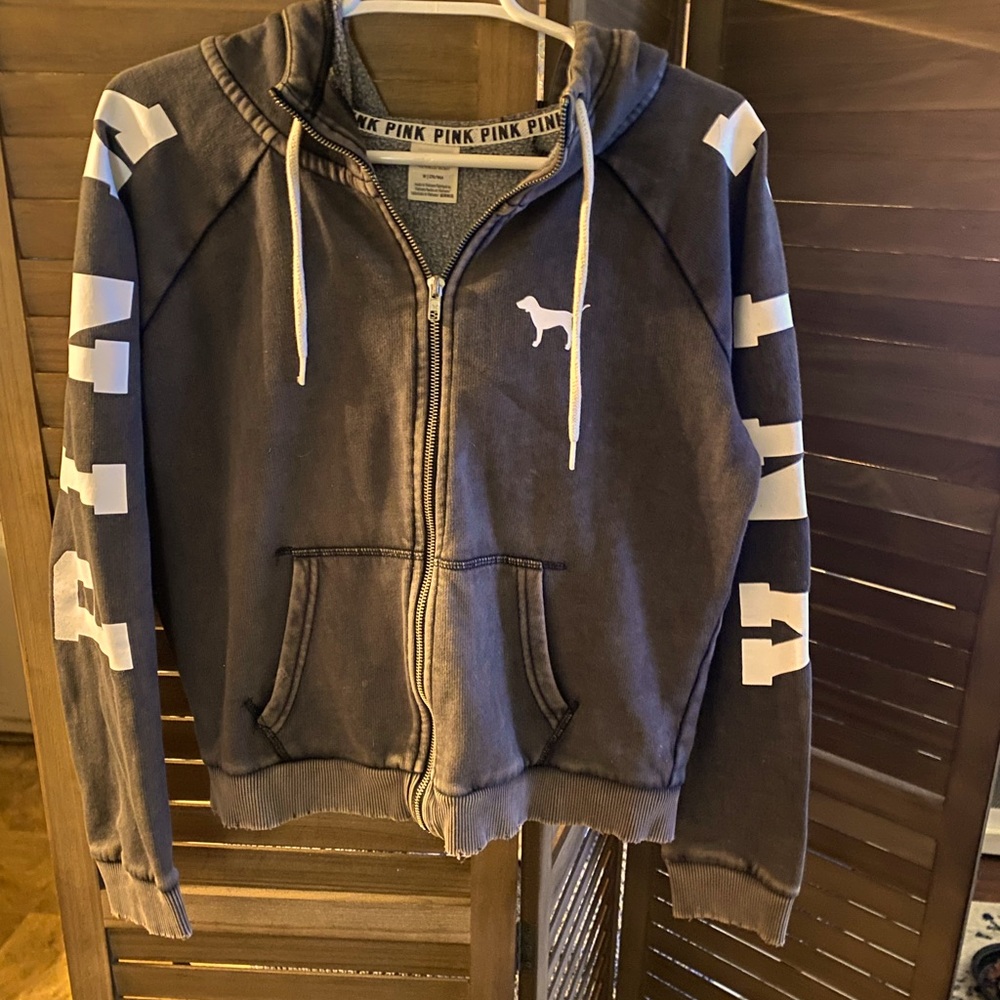 PINK Victoria Secret full zip hoodie. Medium
